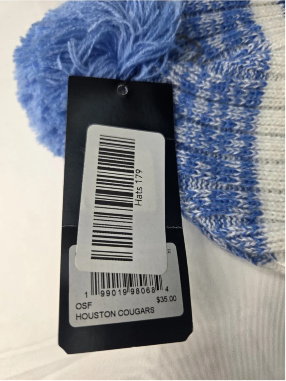 '47 Houston Cougars Cuffed Pom Knit Beanie Blue White Est. 1927 NWT #179